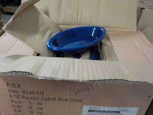 lot 266 image: Case of 36 Blue 8 oz Casserole Dish...