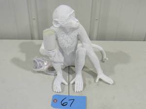 lot 67 image: 12.5 in. White Retro Decorative Desk Resin Sitting Monkey Table Lamp