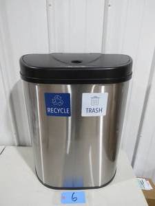 lot 6 image: Insignia Hands Free - 18 Gal. Automatic Trash Can with Recycle and Waste Divider - Stainless steel