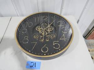 lot 21 image: Wall Clock with Real Moving Gear 24 Inch