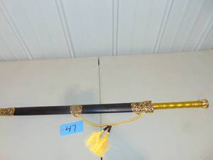 lot 47 image: Hanjian Sword with Blue Manganese Steel Blade with Ebony Sheath