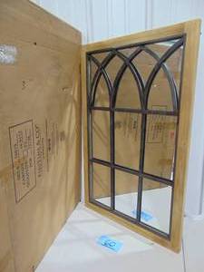 lot 60 image: FirsTime & Co. Grandview Arched Window Mirror, 37.5H x 24W, Weathered Brown