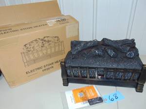 lot 68 image: LIFEPLUS Electric Fireplace Log Set Heater 21 Inch with Remote Control 8H Timer Realistic Flame Ember Bed Adjustable Brightness Antique Bronze, Overheat Protection