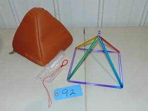 lot 92 image: Rainbow Crystal Singing Pyramid with Artificial Leather Carrying Case