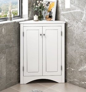 lot 50 image: White MDF Freestanding Bathroom Storage Linen Cabinet with Adjustable Shelves 17.2 in. W x 17.2 in. D x 31.5 in. H