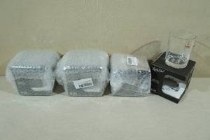 lot 101 image: 4 Lucky Shot Etched Whiskey Glasses 1776 with Embedded Bullet