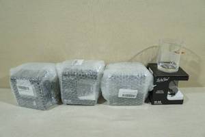lot 108 image: 4 Lucky Shot Etched Whiskey Glasses with Embedded Bullet