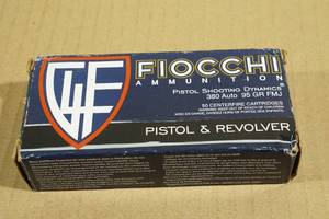 lot 126 image: 50 Fiocchi .380 Auto 95 Gr FMJ Ammo
