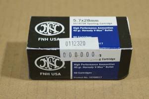 lot 145 image: 50 FNH 5.7 x 28mm 40 Gr Hornady V-Max Ammo