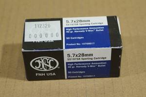 lot 147 image: 50 FNH 5.7 x 28mm 40 Gr Hornady V-Max Ammo