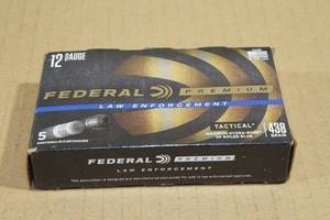 lot 158 image: 5 Federal Premium LE Tactical 12 Gauge 2-34 438 Gr HP Rifled Slug Ammo