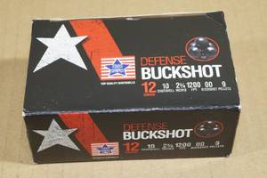 lot 161 image: 10 Stars and Stripes 12 Gauge 2-34 Defense 00 Buckshot Shotshells