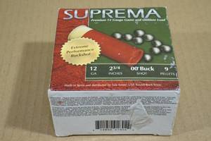 lot 163 image: 23 Suprema 12 Gauge 2-34 00 Buckshot Shotshells