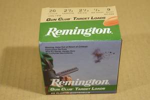 lot 172 image: 25 Remington Gun Club 20 Gauge 2-34 9 Shot Shotshells