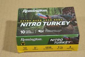 lot 174 image: 10 Remington Nitro Turkey 12 Gauge 3 4 Shot Shotshells