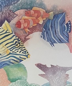 lot 59 image: Framed Fish Print by Leslie Lane
