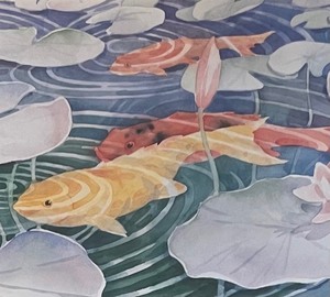 lot 60 image: Vibrant Framed Fish Print by Leslie Lane