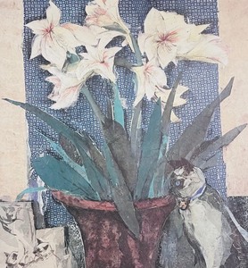 lot 71 image: Amaryllis and Cat Framed Print by Leonard Brooks