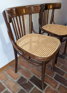 lot 37 image: Pair of Vintage Wood and Cane Seat Chairs