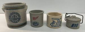 lot 43 image: Group Of Misc. Vintage Stoneware Advertisment Items Including Red Wing  Mini And More
