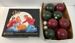 lot 77 image: Group Of Vintage Games Including Go And Sportcraft Brand Bocce Ball Set