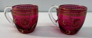 lot 86 image: 2 Miniature 1 12 Tall Antique Victorian Art Glass Cranberry