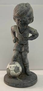 lot 132 image: Soccer Player Cement Garden Statue 20 12