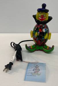 lot 136 image: Hand Blown Glass Clown Lamp (Works)