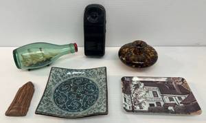 lot 140 image: Group Of Vintage Collectibles Including Hand Blown Glass Vase And More