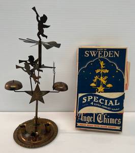 lot 154 image: Antique Swedish Made Angel Chimes Brass 12 12 Tall With Original Box