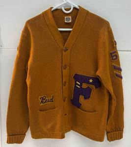 lot 196 image: Vintage 1954 Nelson Knitting Mills Company Authentic Knitted Goods (Duluth Minnesota) Husk Wool Letterman Cardigan