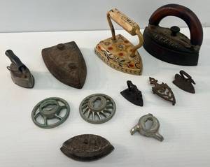 lot 199 image: Group Of Misc. Sized Flat Irons And More