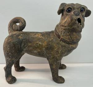 lot 204 image: Antique Dog Statue (Needs Mouth Repaired) Very Cool piece 15L x 15T