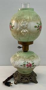 lot 223 image: Vintage Molded Glass Hurricane Lamps