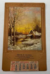lot 238 image: 1943 Calendar (Not Complete) With Advertisement