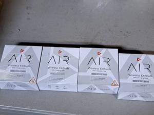 lot 1050 image: Lot of (4) ADX Labs AIR2 Wireless Earbuds with Charging Case (in original packaging)