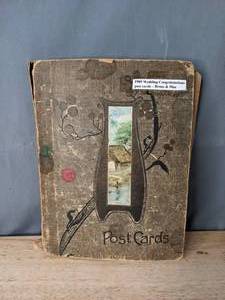 lot 261 image: Antique Wedding Post Card Album from 1909 M