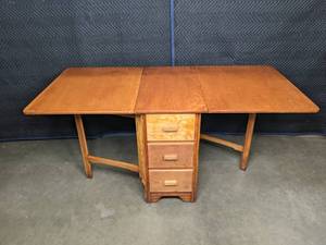 lot 270 image: Unique Wood Drop Leaf Work TableDesk M