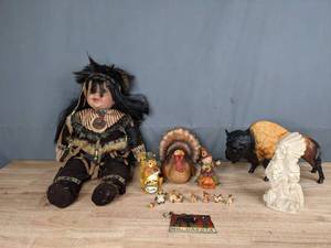 lot 75 image: Porcelain Indian Doll, Animal Figurines and More  T