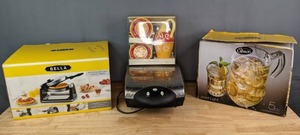 lot 289 image: NEW Bella Waffle Maker, Jewel Light Pitcher and Tumbler Set, George Foreman Grill and More T