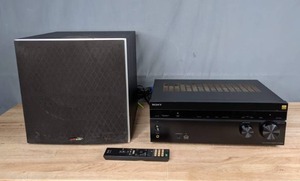 lot 52 image: Polk Audio Powered Subwoofer, Sony Multi Channel AV Receiver and Sony AV System Remote Control T