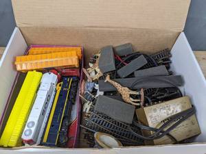 lot 350 image: A Train Collection Including a Track, Switches, Transformer, Engines and Several Freight Cars  D
