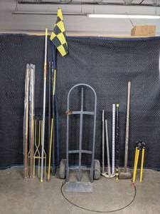 lot 107 image: Milwaukee Hand Truck Dolly, Tripod and Other Garage Tools  X