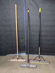 lot 111 image: Set of (3) Push Brooms  X