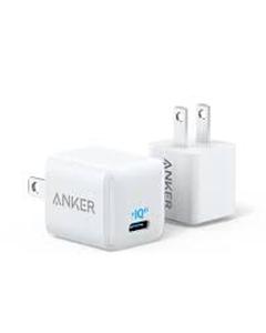 lot 30 image: 2-Pack USB C Charger, Anker Nano Charger 20W PIQ 3.0 Durable Compact Fast Charger, PowerPort III Charger for iPhone 1212 Mini12 Pro12 Pro Max11, Galaxy, Pixel 43, iPad Pro (Cable Not Included)