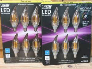 lot 24 image: Feit Electric Led Chandelier Bulbs 40W 2700K Soft White, 12 Bulbs
