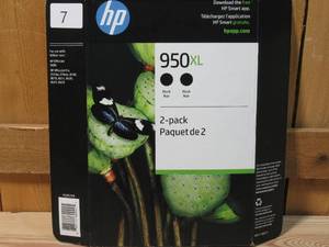 lot 7 image: HP 950XL High Yield Ink Cartridge, Black, 2-count