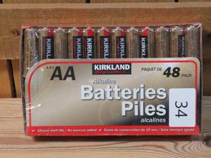 lot 34 image: Kirkland Signature Alkaline AA Batteries, 48-count