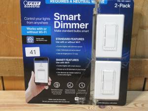 lot 41 image: Feit Electric Wi-Fi Smart Dimmer, 2-pack