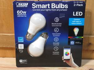 lot 31 image: Feit Electric LED Light Bulb Smart Wi-Fi Color Changing Dimmable 60W - 2 pack